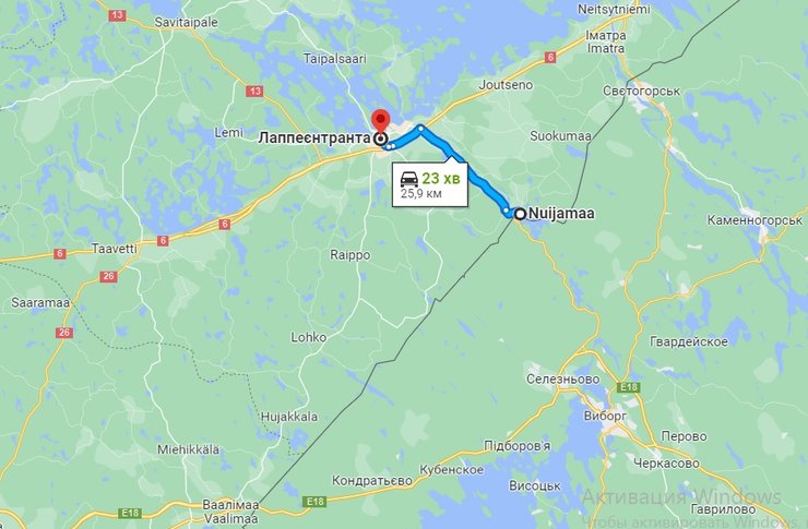 Расстояние до границы с Ленинградской областью.