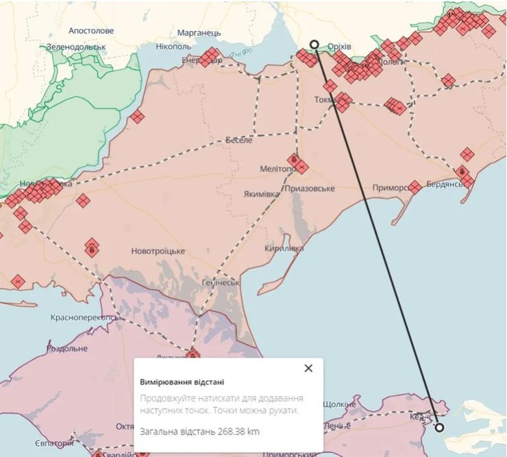 Запуск ракеты ATACMS, карта