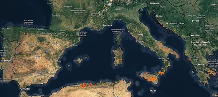 лесные пожары карта