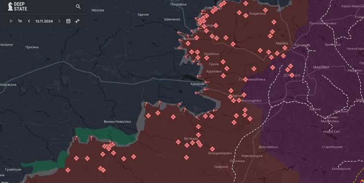 Карта боїв на Курахівському напрямку
