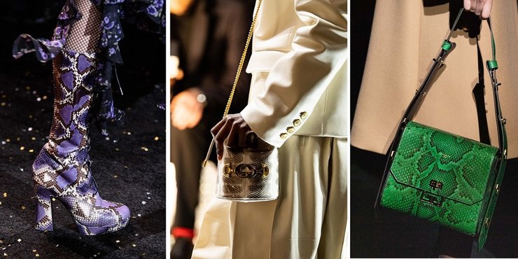 змеиная кожа, тренды, сапоги, сумочки