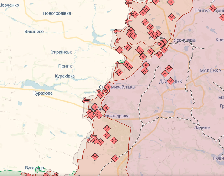 Ситуация на фронте, карта, Донбасс