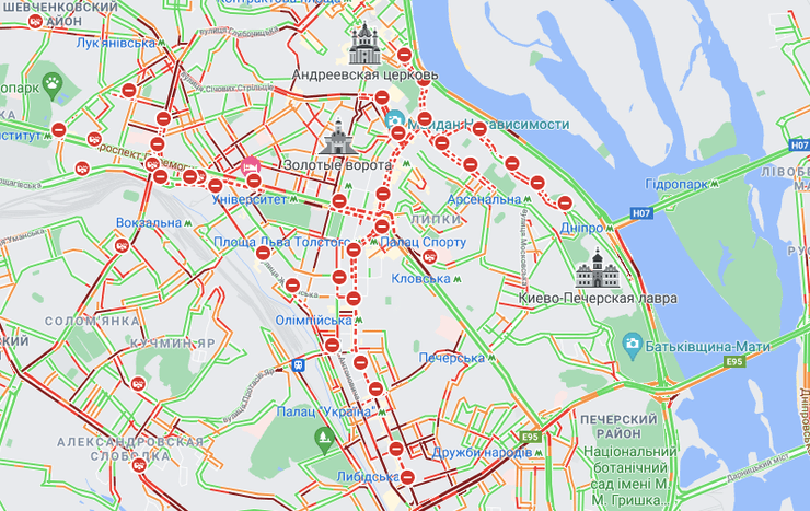 пробки, киев, карта