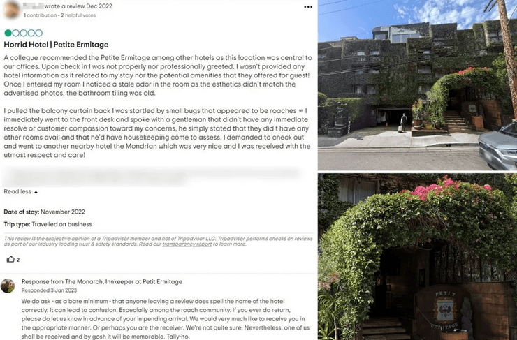 Плохие отзывы, худший отель, отзывы об отеле, Petit Ermitage, забавные отзывы, отель, плохой отель, владелец отеля, новые клиенты