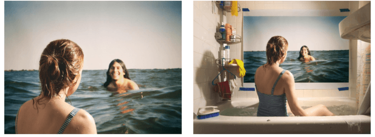 фото, коллаж, муж, жена, океан