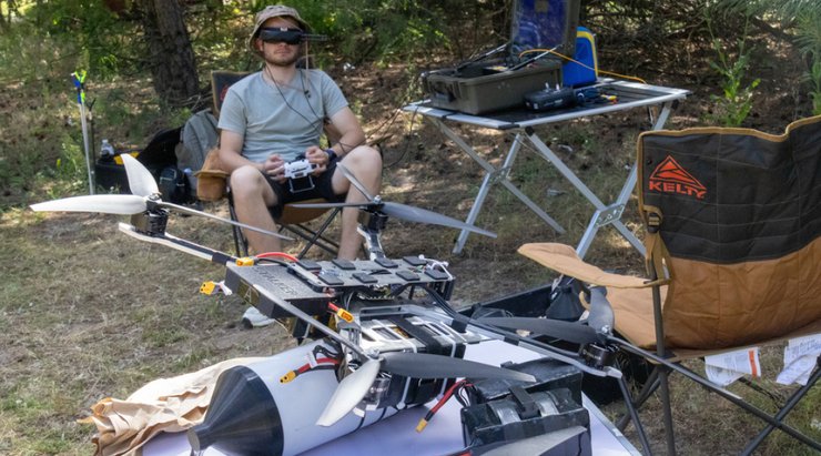 Испытания БПЛА Stalker на оптоволокне