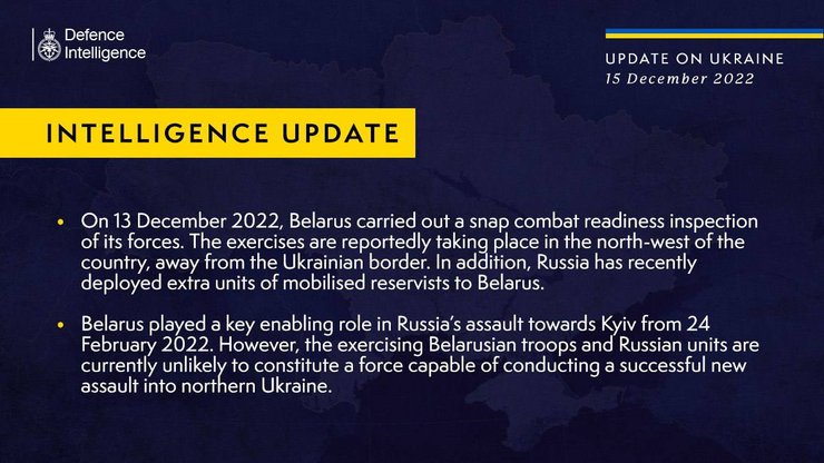 Британські розвідники вважають, що РФ і Білорусь не мають у розпорядженні потужного ударного угруповання