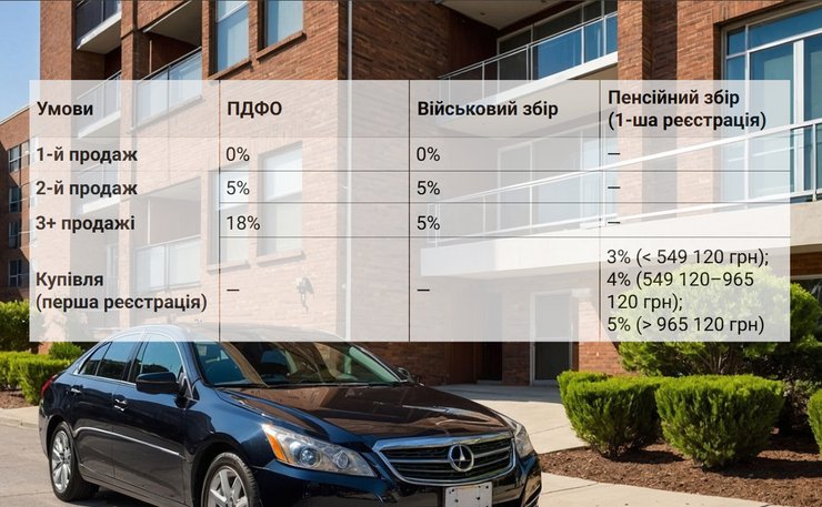 Таблиця податків при продажу та купівлі авто 2026 року