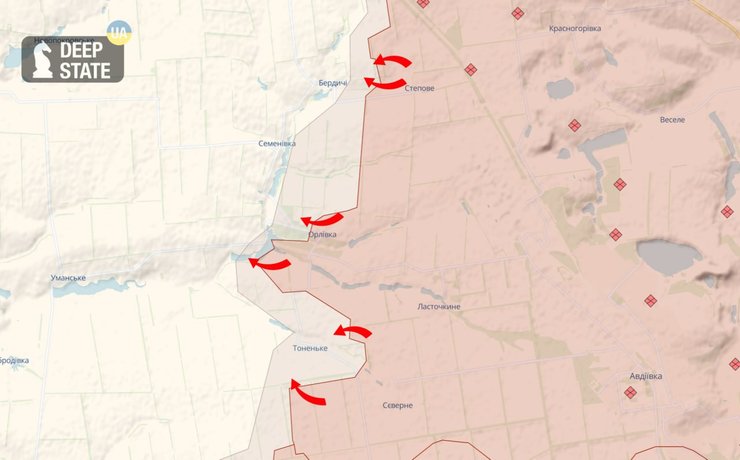 Авдеевское направление, карта боевых действий