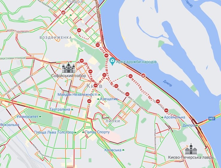 хресний хід, київ, перекриття вулиць, карта