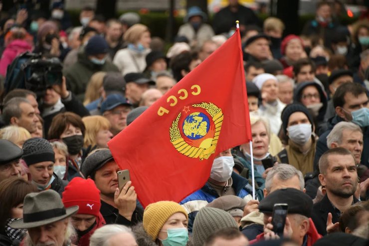 флаг СССР, Советский Союз, митинг