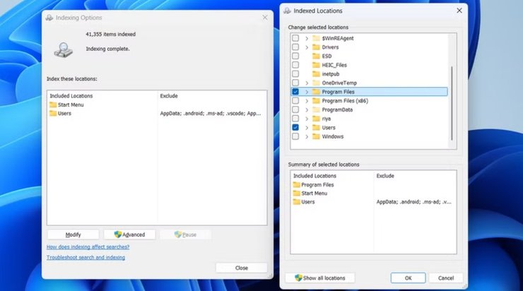 Налаштування індексації пошуку Windows