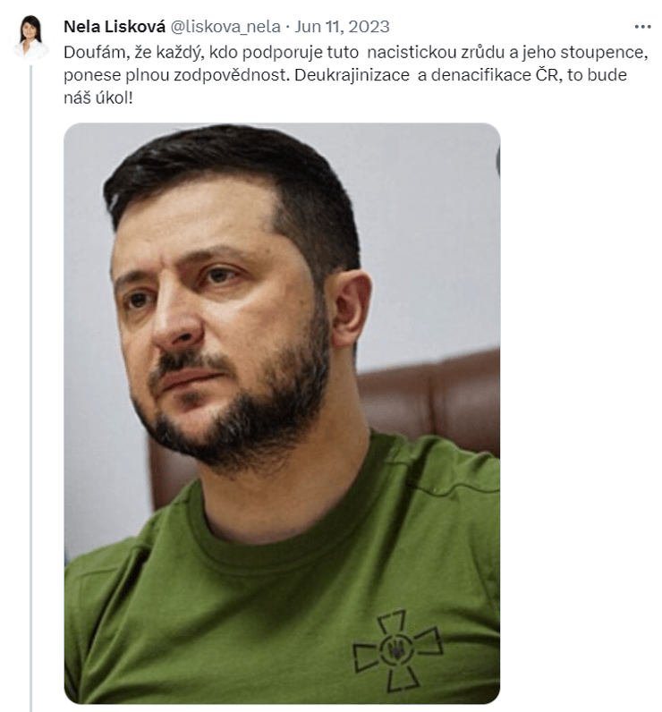Лискова призвала к "деукраинизации и денацификации Чехии"