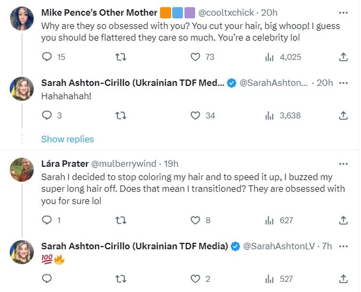 Комментарии под публикацией Сары в X (Twitter)