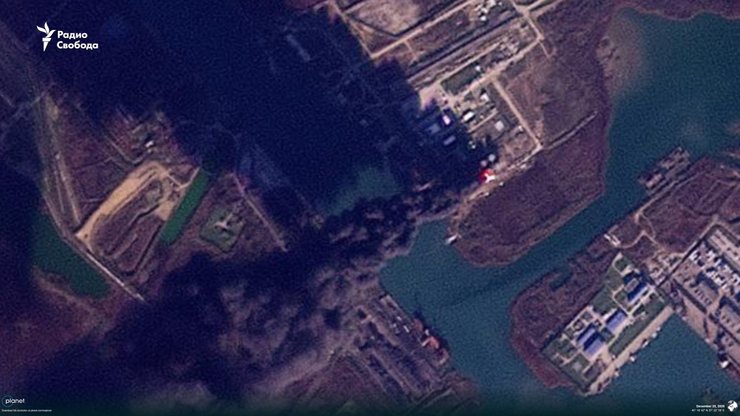 Последствия удара по порту "Темрюк"