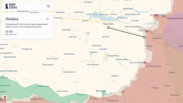 Бои на востоке, 79 ОДШБр, Курахово, 24 июля, карта