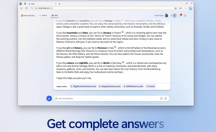 Bing, ChatGPT, Microsoft, панель завдань Windows