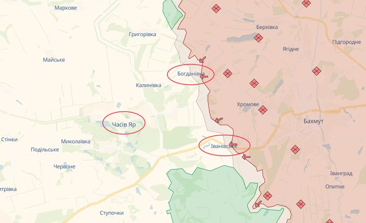 карта боевых действий, карта Донецкой области, Часов Яр