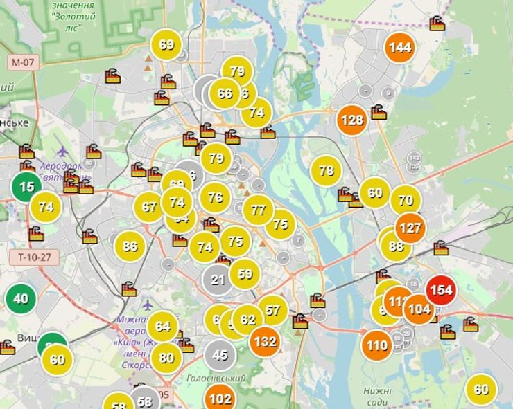 загрязнение воздуха, киев, saveecobot