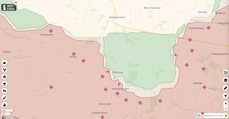 Карта DeepState, Работине