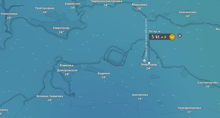 энергодар, ветер, карта