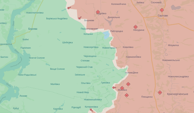 ситуация на фронте, Харьковское направление, Луганское направление, карта DeepState