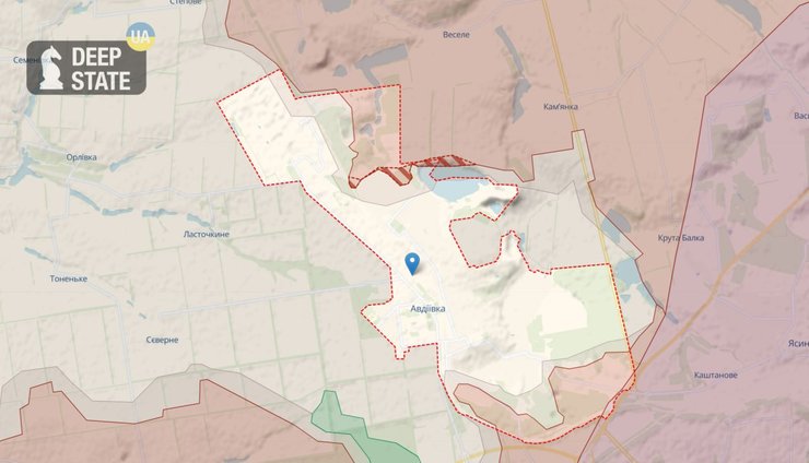 Карта бойових дій в Авдіївці 7 лютого. Джерело: deepstatemap.live