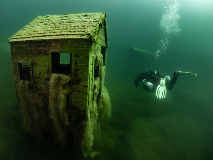 підводне село озеро, баварія озеро