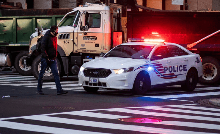 Поліцейська машина, авто, поліція, копи, дорога, вулиця