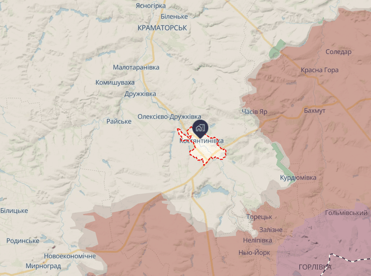Константиновка на карте боевых действий