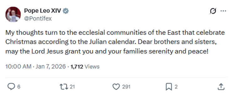 Привітання з Різдвом від Папи Римського