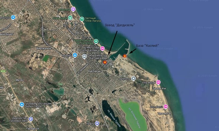 Де розташовано завод Дагдизель та порт Каспійськ