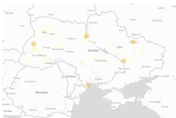 скриншот карты сбоя с Монобанка, 2 июня