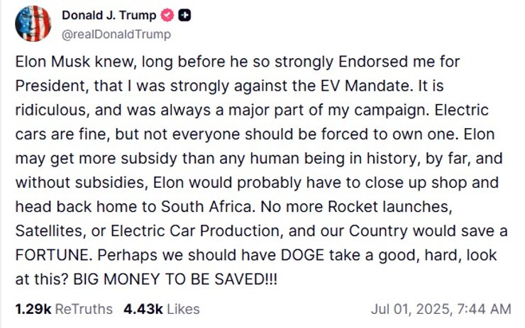 пост трампа про маску