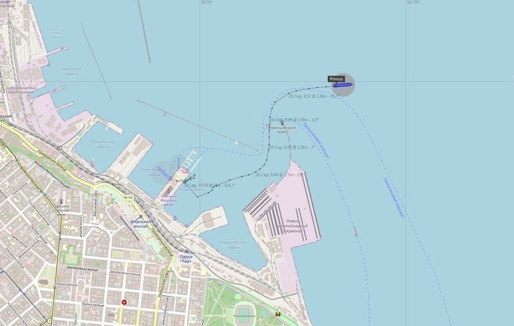 Маршрут движения балкера