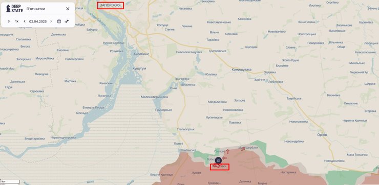 Наступление РФ, карта, DeepState, 3 апреля, Пятихатки, Запорожье, Орехов