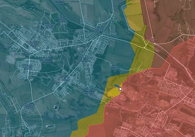 Карта боев на Горловском направлении от Telegram-канала "Контрнаступление ВСУ"