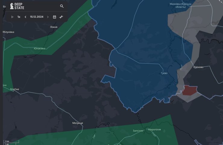 Карта Сумщини з позначеннями DeepState