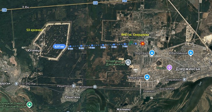 карта с ФКП Завод им. Я.М. Свердлова, который атаковали 30 апреля