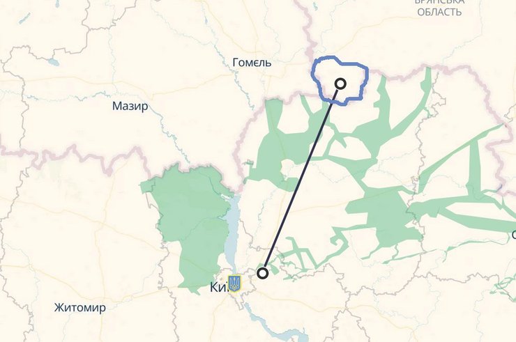 Инфографика с зоной поражения Шахедов под Киевом, Флеш, 28 апреля