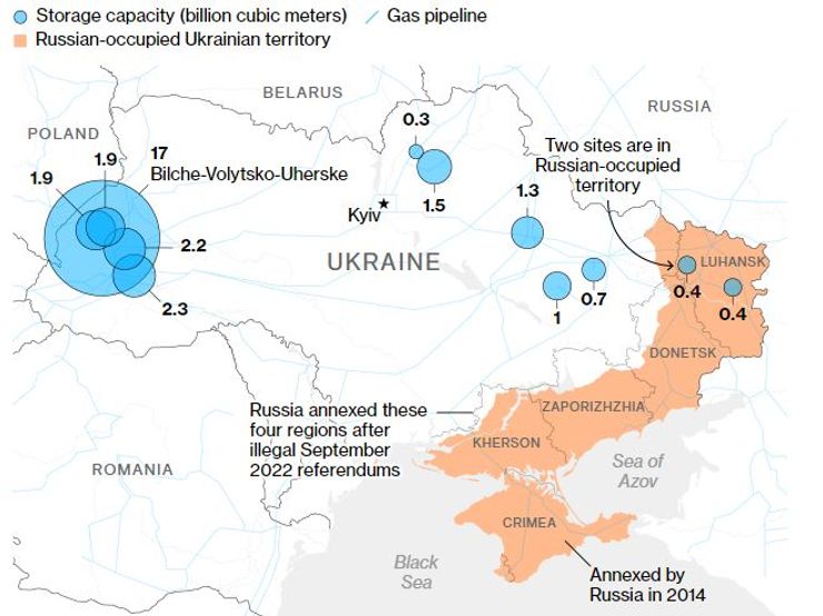 Газосховища, газ, карта