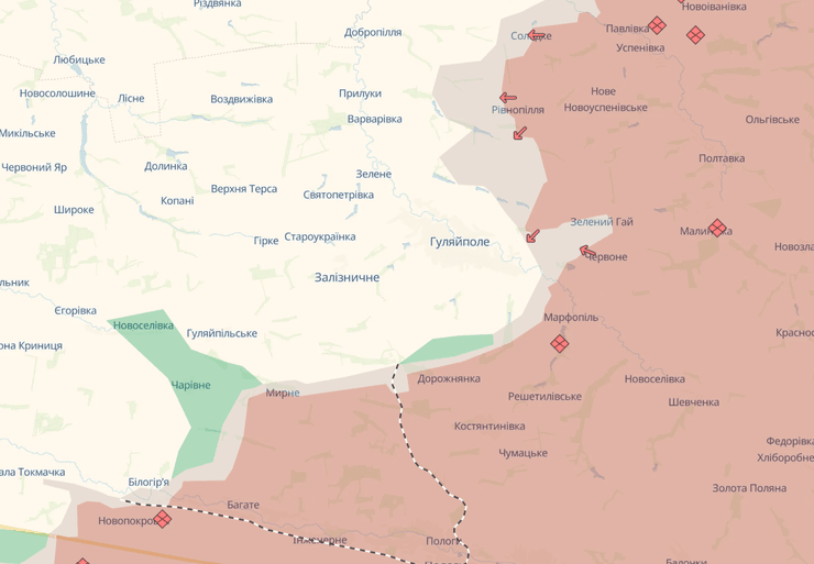 Гуляйпільський напрямок станом на 25 листопада за даними DeepState Гуляйпільський напрямок 25 листопада