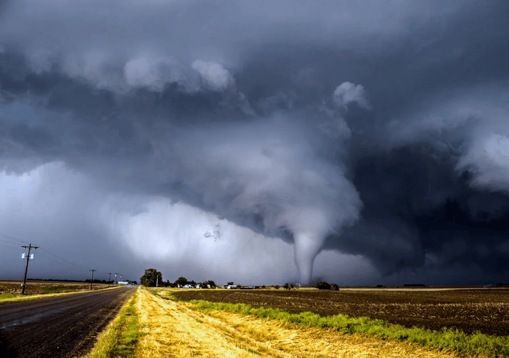 торнадо, небо, поле, фото