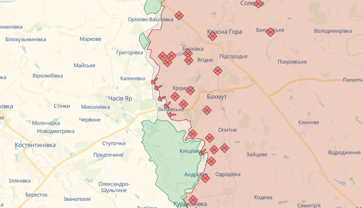 Часов Яр карта боев