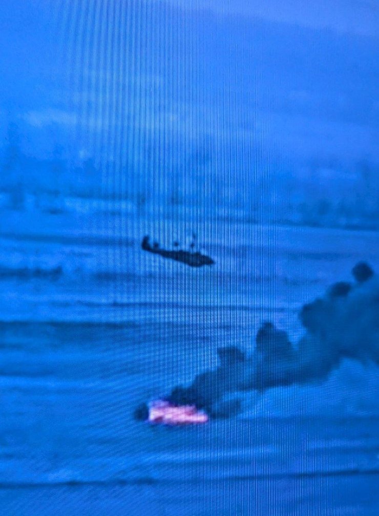 Горящий вертолет Ка-52 РФ после удара FPV ВСУ 20 марта