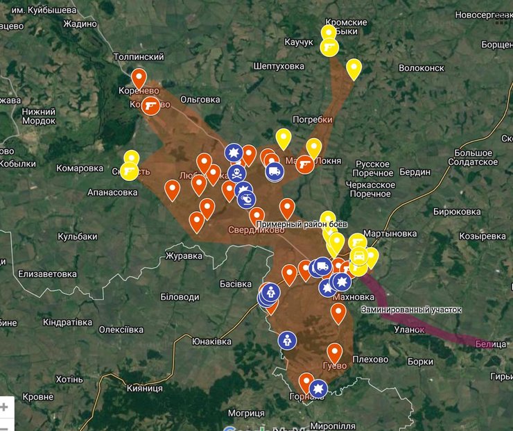 Карта боев в Курской области от "Радио Свобода"