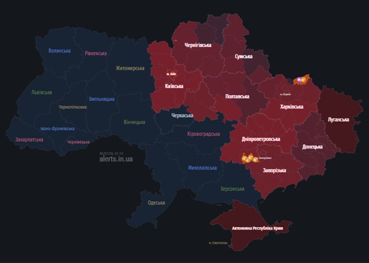 карта тривог карта повітряних тривог
