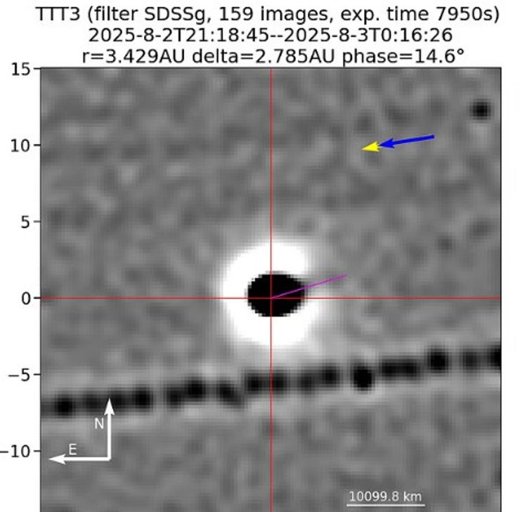 Изображение слабой струи частиц из 3I'ATLAS