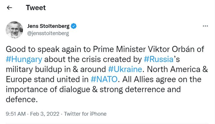 Столтенберг, Орбан, НАТО, Украина, Россия