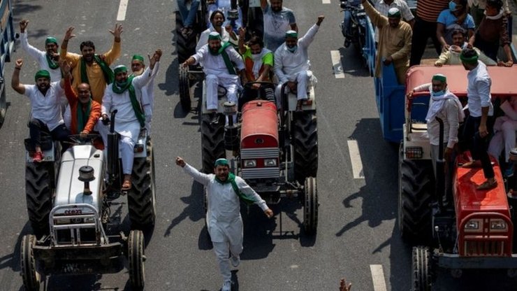 Индия, Нью Дели, Фермеры, Протесты, Трактора, Интернет